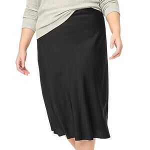 NWT JCrew Bias Black Satin Midi Slip Skirt Size XL